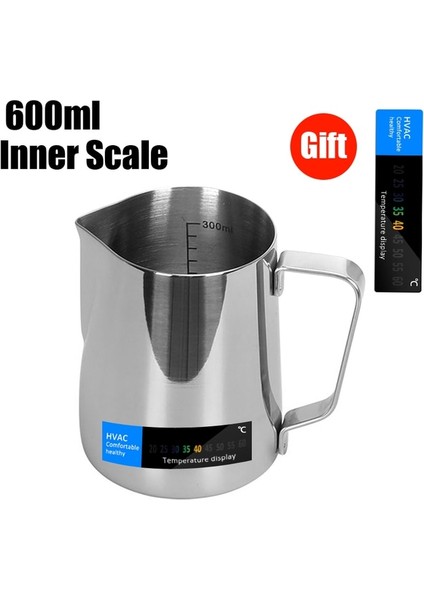 600ML Ölçekli 150-1000ML Paslanmaz Çelik Süt Sürahisi Köpürtme Sürahisi Latte Espresso Kahve Sürahisi Barista Craft Cappuccino Süt Köpürtücü Krem Fincan (Yurt Dışından)