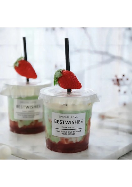 Etiket 4 50 Adet 50/set Net Kırmızı Tek Kullanımlık 98 Kalibre Pet Soğuk Içecek Bardağı 360 ML/500 ml Buz Kahve Fincanı Kabarcık Çay Bardağı Dondurma Tatlı Kapaklı Bardak (Yurt Dışından)