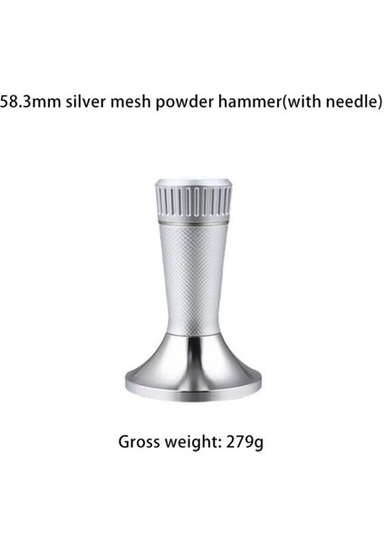 Gümüş 58.3mm 2-In-1 Paslanmaz Çelik Kahve Tozu Pres Çekiç Kumaş Toz Iğne Karıştırıcı Retiküle 58.3mm-Siyah (Yurt Dışından)