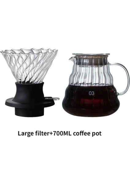 Kahve Seti 700ML01 V60 Kahve Seti Kalınlaştırıcı Cam Cezve Kahve Filtreli Fincan Kahve Filtre Kağıdı Kalınlaşmış Cam Filtre Cezve Cam (Yurt Dışından)