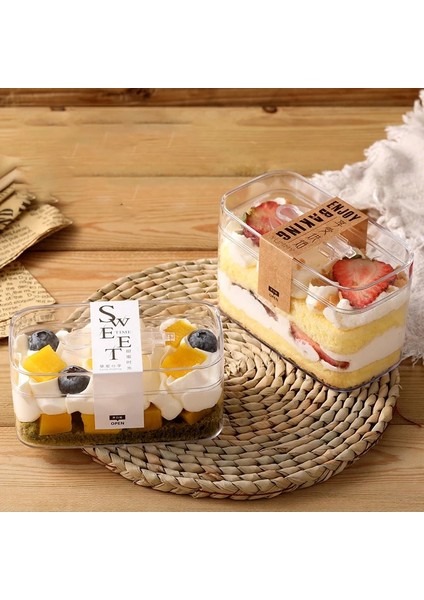 15 Adet 15 Adet Plastik Bardaklar Tatlı Bardağı Tek Kullanımlık Puding Jöle Yoğurt Musları Tatlı Pişirme Pasta Kutusu Trapez Gıda Kabı (Yurt Dışından)