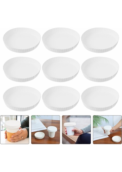 6.5x6.5x1.7cm 50 Adet Tek Kullanımlık Kağıt Bardak Kapağı Espresso Bardakları Kahve Kapakları Istiflenebilir Seyahat Kapakları (Yurt Dışından)