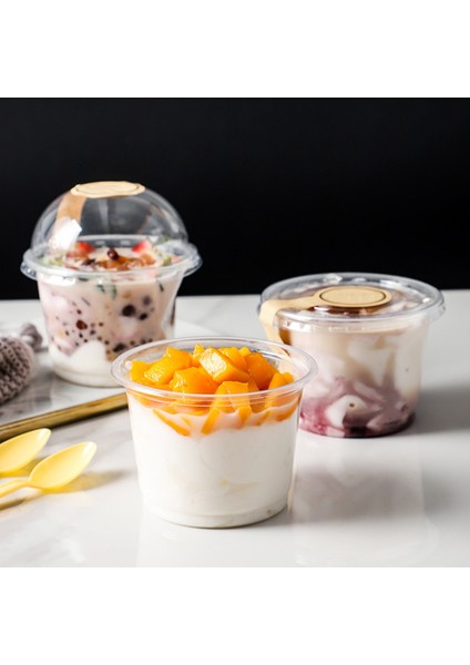 50 Adet 250ML 02 50 Adet 250ML 300ML Puding Bardak Kapaklı Plastik Kutular Dondurma Köpüğü Tatlı Piknik Parti Ambalaj Tatlı Kapaklı Bardaklar (Yurt Dışından)