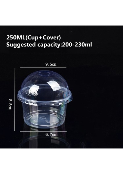 50 Adet 250ML 02 50 Adet 250ML 300ML Puding Bardak Kapaklı Plastik Kutular Dondurma Köpüğü Tatlı Piknik Parti Ambalaj Tatlı Kapaklı Bardaklar (Yurt Dışından)