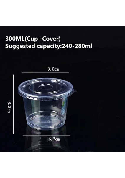 50 Adet 250ML 02 50 Adet 250ML 300ML Puding Bardak Kapaklı Plastik Kutular Dondurma Köpüğü Tatlı Piknik Parti Ambalaj Tatlı Kapaklı Bardaklar (Yurt Dışından)
