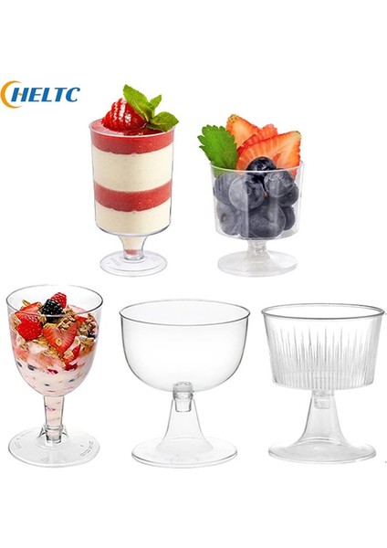 10 Adet 5/10 Adet Mini Tek Kullanımlık Plastik Bardaklar Tatlı Bardaklar Şeffaf Köpük Salata Jöle Yoğurt Pişirme Trapez Gıda Kabı Dondurma Fincan (Yurt Dışından)