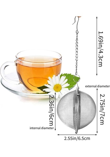 Gümüş 7 cm 8 Adet Paslanmaz Çelik Hasır Çay Topu 2.7 Inç Çay Süzgeçleri Çay Süzgeç Çay Için Filtreler (Yurt Dışından)