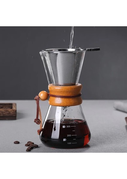 600ML Üzerine Dökün 800ML/600ML/400ML Kahve Makinesi Yeniden Kullanılabilir Paslanmaz Çelik Kalıcı Filtre Manuel Kahve Damlatıcı ile Gerçek Ahşap Kol (Yurt Dışından) indirimleri