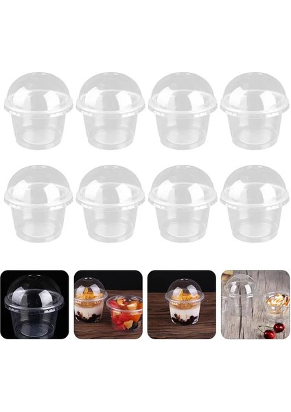 20 Adet 50 Adet/20 Adet 250 ml Tek Kullanımlık Tatlı Bardak Şeffaf Plastik Salata Kasesi Dondurma Tatlı Bardak Delikli Kubbe Kapağı (Yurt Dışından)