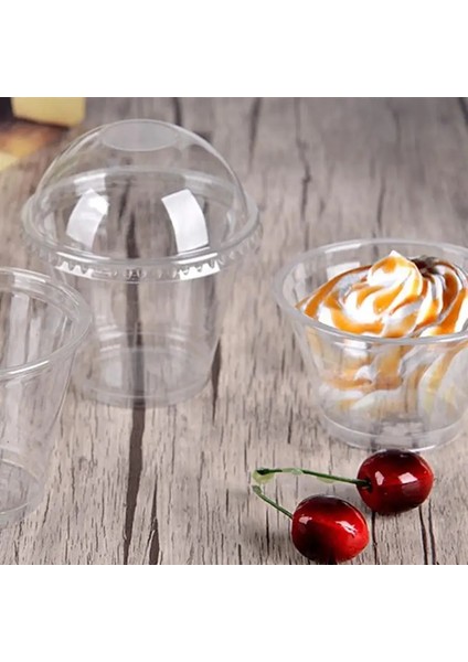 20 Adet 50 Adet/20 Adet 250 ml Tek Kullanımlık Tatlı Bardak Şeffaf Plastik Salata Kasesi Dondurma Tatlı Bardak Delikli Kubbe Kapağı (Yurt Dışından)