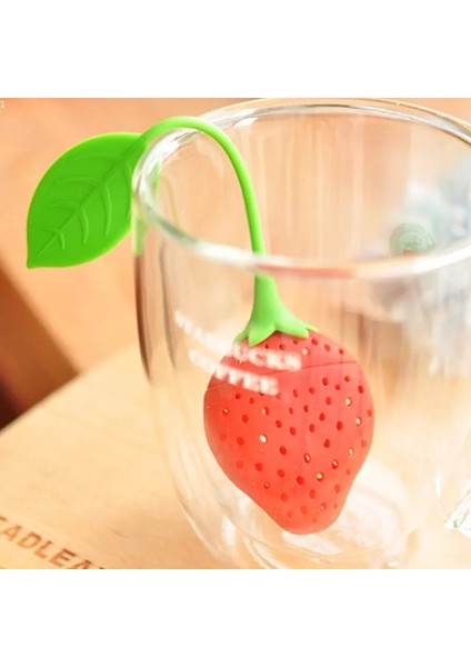 B Silikon Çilek Çay Demlik Çay Poşeti Su Isıtıcısı Gevşek Çay Yaprağı Süzgeç Limon Tutucu Bitkisel Baharat Filtresi Çay Demlik Aracı (Yurt Dışından)