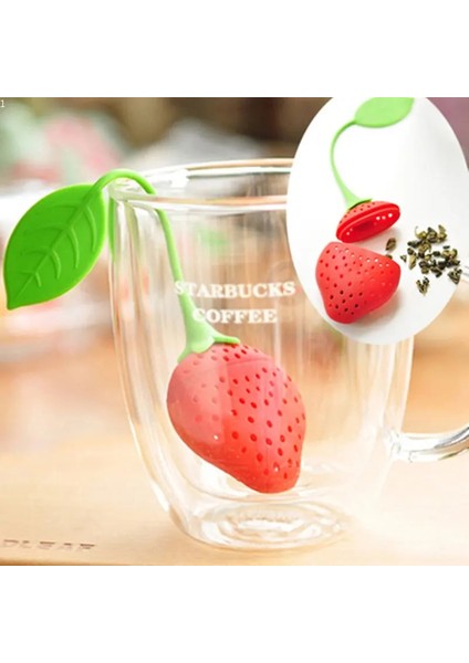 B Silikon Çilek Çay Demlik Çay Poşeti Su Isıtıcısı Gevşek Çay Yaprağı Süzgeç Limon Tutucu Bitkisel Baharat Filtresi Çay Demlik Aracı (Yurt Dışından)