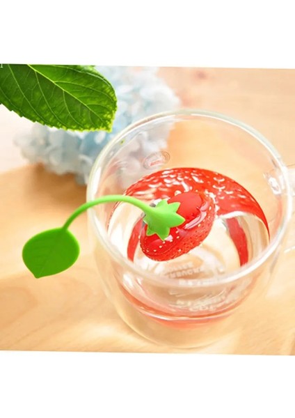 B Silikon Çilek Çay Demlik Çay Poşeti Su Isıtıcısı Gevşek Çay Yaprağı Süzgeç Limon Tutucu Bitkisel Baharat Filtresi Çay Demlik Aracı (Yurt Dışından)