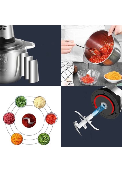 Kıyma Makinesi 2l Abd Elektrikli Kıyma Makinesi 304 Paslanmaz Çelik Mini Doğrayıcı 2l/3l Gıda Sebze Et Blender Kıyıcı Mutfak Robotu Dilimleme Makinesi (Yurt Dışından) indirimleri