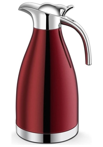 Kırmızı 2l Paslanmaz Çelik Termos Sürahi Cezve Vakum Yalıtımlı Su Şişesi (Yurt Dışından)