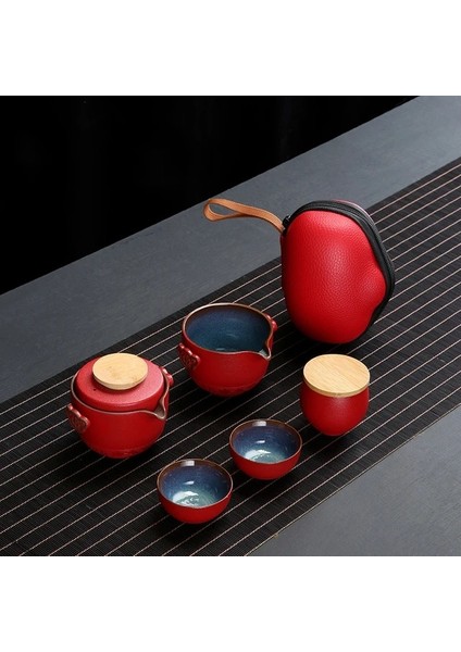 09 Özelleştirmek Çin Kung Fu Çay Seti Seramik Taşınabilir Çaydanlık Seti Seyahat Gaiwan Çay Bardak Çay Töreni Çay Fincanı Ince El Pot (Yurt Dışından)