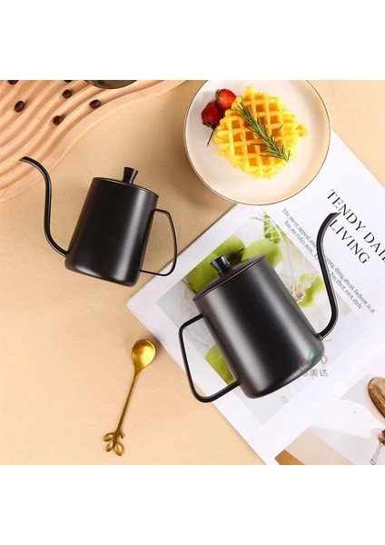 Siyah 350 ml 304 Paslanmaz Çelik Cezve Ince Ağızlı Pot Sivri Ağızlı Pot Ev El Delme Potası Uzun Ağızlı El Delme Cezve (Yurt Dışından)