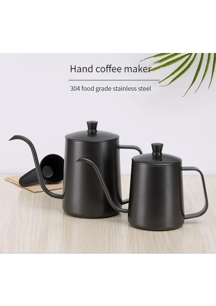 Siyah 350 ml 304 Paslanmaz Çelik Cezve Ince Ağızlı Pot Sivri Ağızlı Pot Ev El Delme Potası Uzun Ağızlı El Delme Cezve (Yurt Dışından)