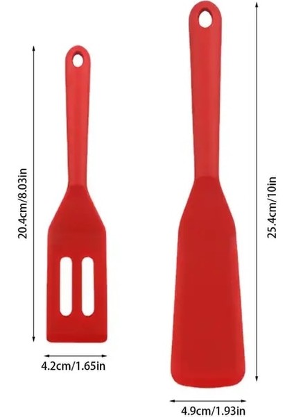 Kırmızı Kilitli Çanta 2 Parça Silikon Brownie Servis Spatula Esnek Yapışmaz Servis Turner Çerez Oluklu Spatula Hamur Pişirme Gereçleri Seti (Yurt Dışından)