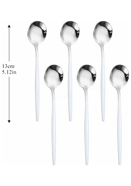 Beyaz Gümüş 6 Adet Kaşık Gümüş Paslanmaz Çelik Çatal Seti 6 Adet Çay Kaşığı Mutfak Komple Sofra Seti Batı Gümüş Lüks Yemek Takımı Seti (Yurt Dışından)