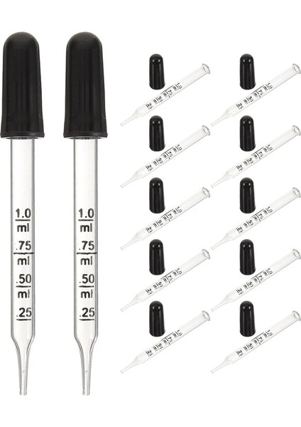 Gösterildiği Gibi 12 Adet Küçük Damlalıklı Gözlük Camı Sıvı Ilaç Damlalıklı Uçucu Yağ Düz Kafa 1 ml Pipet (Yurt Dışından)