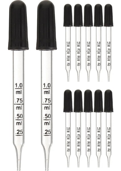 Gösterildiği Gibi 12 Adet Küçük Damlalıklı Gözlük Camı Sıvı Ilaç Damlalıklı Uçucu Yağ Düz Kafa 1 ml Pipet (Yurt Dışından)