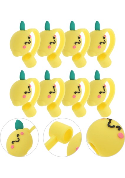 Yellow3.5x2.5cm Koruyucu Kapak Güzel Tasarım Silikon Payet Yeniden Kullanılabilir Ipuçları Dekor Sevimli Topper Kapakları (Yurt Dışından)