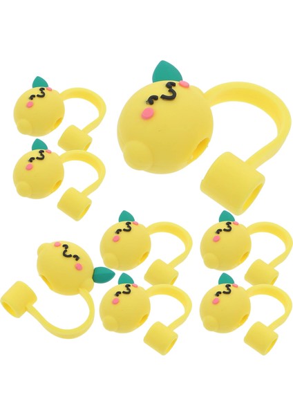 Yellow3.5x2.5cm Koruyucu Kapak Güzel Tasarım Silikon Payet Yeniden Kullanılabilir Ipuçları Dekor Sevimli Topper Kapakları (Yurt Dışından)