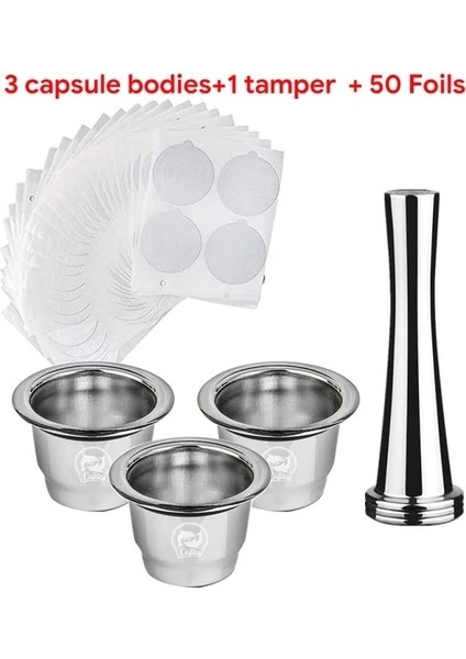 3 Kapsül-Ti-50 Icafilasnespresso Kahve Kapsülü Için Paslanmaz Çelik Tek Kullanımlık Folyolar ile Mühürler Kolay Temizlenebilir Yeniden Kullanılabilir Bardak Gövdesi (Yurt Dışından)