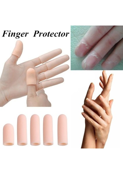 Beyaz 5 X1.5 cm 10 Adet Silikon Jel Parmak Kapağı Parmak Ucu Koruyucu Yalıtım Parmak Koruma Anti-Skid El Bakımı Ayak Parmak Bakım Tüpü Bandaj # (Yurt Dışından)