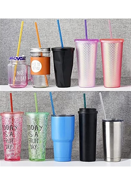 Mavi 12 Adet Yeniden Kullanılabilir Şeffaf Mavi Glitter Pipetler, 9 "uzun Sert Plastik Bardak Temizleme Fırçası ile Pipetler Içme (Yurt Dışından)
