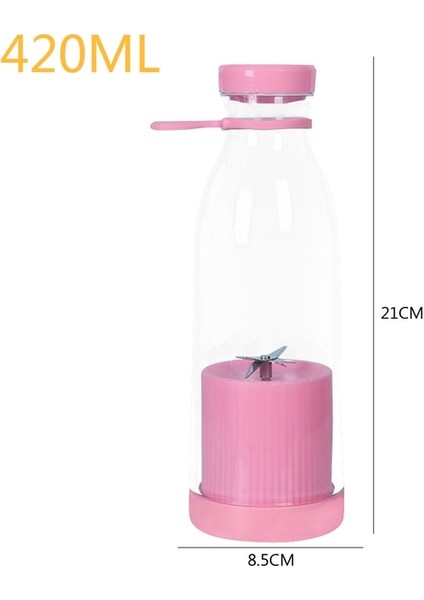 Pembe 420ML Taşınabilir Elektrikli Blender Mini Meyve Suyu Karıştırıcı USB Elektrikli Meyve Sıkacağı Bardağı Meyve Smoothie Milk Shake 6 Bıçaklı Küçük Blender (Yurt Dışından)