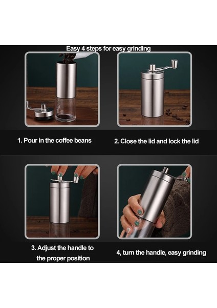 BARCC2348AA Xıtuo Ev Taşınabilir Manuel Kahve Değirmeni Paslanmaz Çelik El Kahve Değirmeni Seramik Çapaklar ile Ayarlanabilir Ayarlar El Krank Çok (Yurt Dışından) indirimleri
