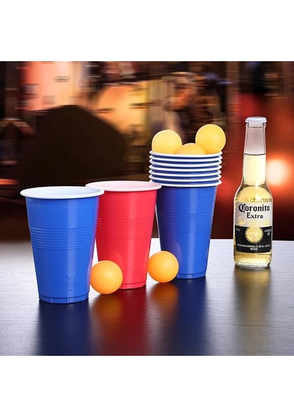 Set C-12CUPS 8 Top 12/24 Bardak Bira Pong Seti Içme Bardağı Masa Oyunu Ev Partisi Plastik Bardaklar Yeniden Kullanılabilir Kırmızı Bardaklar Toss Masa Oyunları Parti Bar Malzemeleri (Yurt Dışından)