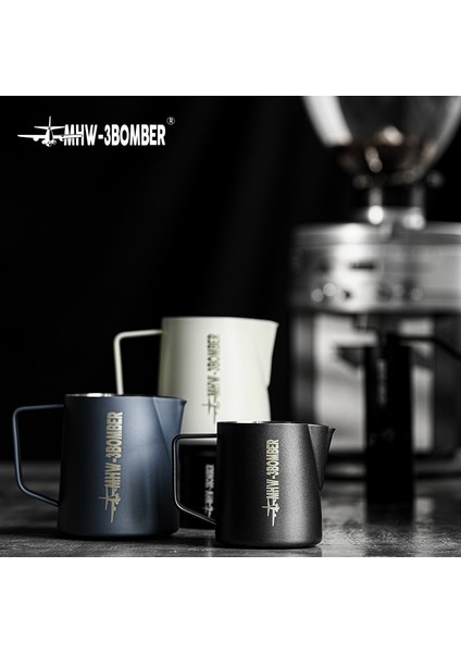 Prusya Mavisi 400 ml Kahve Süt Köpürtme Sürahi Sürahi Paslanmaz Çelik Buharda Süt Köpürtücü Sürahi Espresso Barista Süt Potu Latte Can 400/500/600/700 ml (Yurt Dışından)