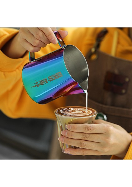 Prusya Mavisi 400 ml Kahve Süt Köpürtme Sürahi Sürahi Paslanmaz Çelik Buharda Süt Köpürtücü Sürahi Espresso Barista Süt Potu Latte Can 400/500/600/700 ml (Yurt Dışından)