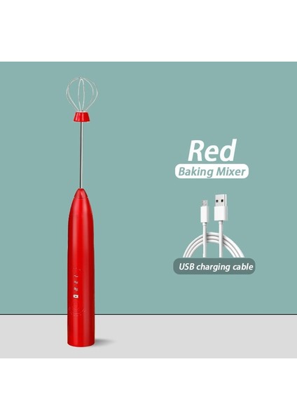 Kırmızı-01 Elektrikli Süt Köpürtücü Çırpma Yumurta Çırpıcı El Blender Mini Kahve Makinesi Cappuccino Krema Için Çırpma Mikser Köpürtücü (Yurt Dışından)