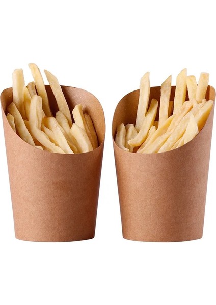 Kahverengi 100 Adet Tek Kullanımlık Take-Out Parti Tatlı Malzemeleri Pişirme Kek Yumurta Puf Patates Kızartması Cips Aperatifler Kraft Kağıt Bardaklar Tutucu, 300 ml ( (Yurt Dışından)