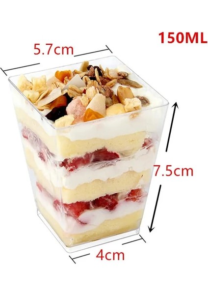 150 ml Sert Kapak 50 Adet Kaşıkla 50 Adet Tatlı Bardakları 150 ml Tek Kullanımlık Mousse Bardak Parti Festivali Için Kapaklı Plastik Bardaklar Puding Dondurma Cupcake Kabı (Yurt Dışından) indirimleri