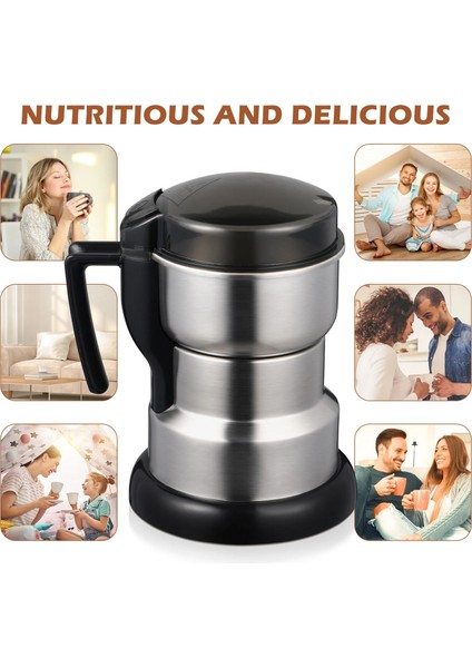 Gümüş 18X12.5X12.5CM Kahve Öğütücü Espresso Blender Mısır 18X12.5X12.5CM Elektrikli Taşlama Makinesi Gümüş Paslanmaz Çelik Fasulye Mutfak (Yurt Dışından)