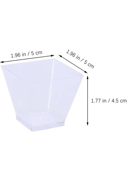 Şeffaf 100 Adet 50/100 Adet 60 ml Tek Kullanımlık Plastik Porsiyon Bardak Şeffaf Trapez Gıda Kabı Jöle Yoğurt Mus Tatlı (Yurt Dışından)