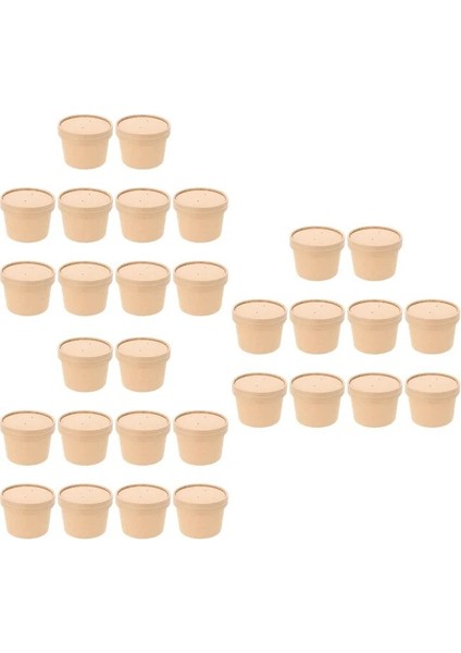 Kraft Kağıt Dondurma Kapları Çorba Bardakları Kapakları Kağıt Tek Kullanımlık Kase Bardak Kraft Go Kapak Oz Kaseler Karton Paketleme Tatlı Saklama (Yurt Dışından)