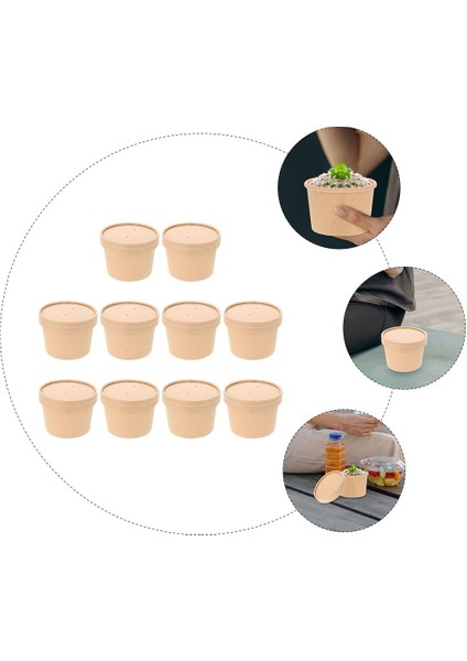 Kraft Kağıt Dondurma Kapları Çorba Bardakları Kapakları Kağıt Tek Kullanımlık Kase Bardak Kraft Go Kapak Oz Kaseler Karton Paketleme Tatlı Saklama (Yurt Dışından)