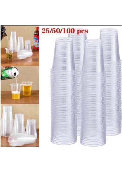 Kapaksız 200ML 100SET Tek Kullanımlık Milkshake Smoothie Bardak Kubbeli Kapaklı Plastik Milkshake Bardak Drinkware Tatlı Içecek Çay Bardağı Yaz (Yurt Dışından)