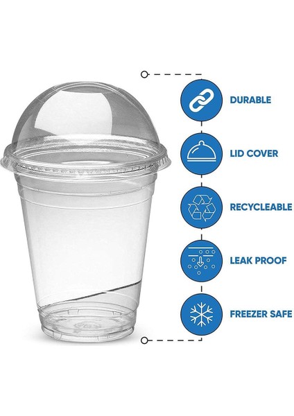 Kapaksız 200ML 100SET Tek Kullanımlık Milkshake Smoothie Bardak Kubbeli Kapaklı Plastik Milkshake Bardak Drinkware Tatlı Içecek Çay Bardağı Yaz (Yurt Dışından)