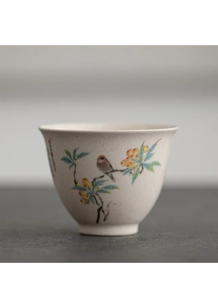 A6 5.9x4.6cm 40ML Geleneksel El Yapımı Seramik Çay Fincanı El Boyalı Çiçekler ve Kuşlar Çay Kase Seyahat Meditasyon Fincan Ev Çay Seti 40ML (Yurt Dışından)