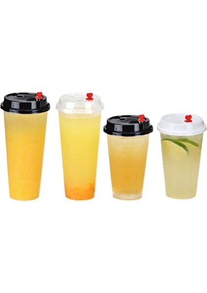 500 ml Sert Yeniden Kullanılabilir Kabarcık Çay Bardağı Tek Kullanımlık Plastik Süt Çay Boba Bardağı Parti Için Tek Kullanımlık Kapaklı ve Saman Verrine Gözlük Kadeh (Yurt Dışından)