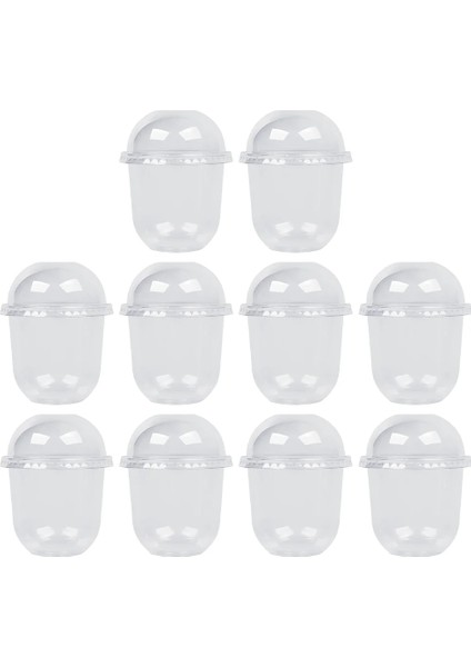 Şeffaf 10 Takım Plastik Köpük Bardak Şeffaf Konteyner Kapağı Buzlu Soğuk Içecekler Bardaklar Tek Cupcake Kutuları U-Fincan Soğuk Bardak Tek Kullanımlık Bardaklar (Yurt Dışından)