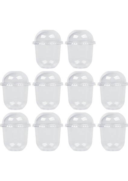Şeffaf 10 Takım Plastik Köpük Bardak Şeffaf Konteyner Kapağı Buzlu Soğuk Içecekler Bardaklar Tek Cupcake Kutuları U-Fincan Soğuk Bardak Tek Kullanımlık Bardaklar (Yurt Dışından)