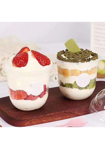 Şeffaf 10 Takım Plastik Köpük Bardak Şeffaf Konteyner Kapağı Buzlu Soğuk Içecekler Bardaklar Tek Cupcake Kutuları U-Fincan Soğuk Bardak Tek Kullanımlık Bardaklar (Yurt Dışından)